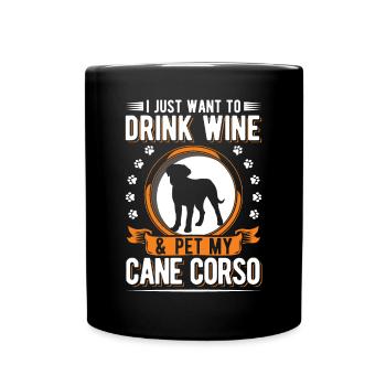 Cane Corso et vin - Mug uni - noir - Devant