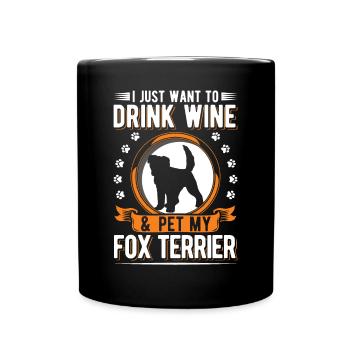 Fox Terrier and Wine - Full Colour Mug - black - Front