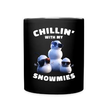 Chillin With My Snowmies Funny Snowmen - Full Colour Mug - black - Front