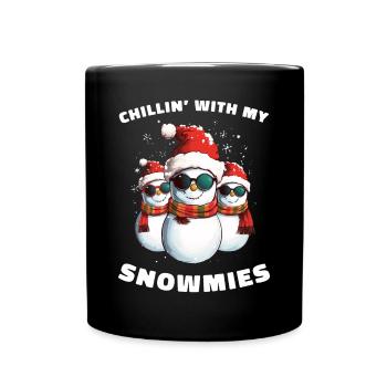 Chillin With My Snowmies Snowman Christmas - Full Colour Mug - black - Front