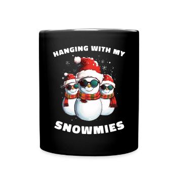Hanging With My Snowmies Snowman Christmas - Full Colour Mug - black - Front