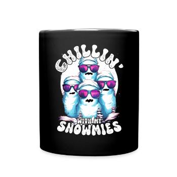 Chillin With My Snowmies Snowman - Full Colour Mug - black - Front