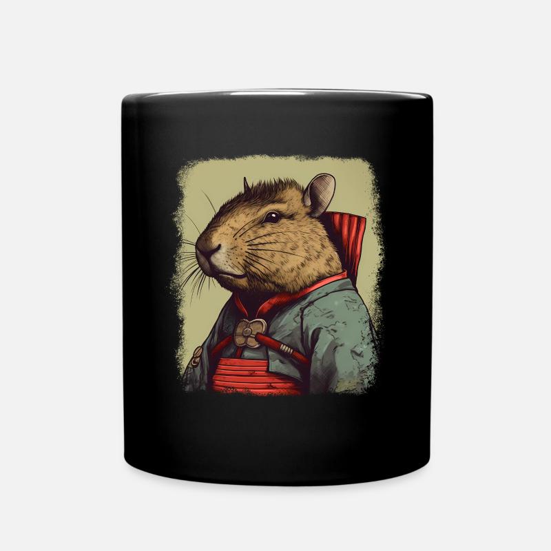 Capybara Samurai Wasserschwein - Tasse einfarbig - Schwarz