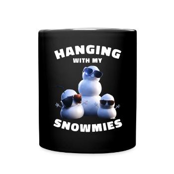 Hanging With My Snowmies Funny Snowmen - Full Colour Mug - black - Front