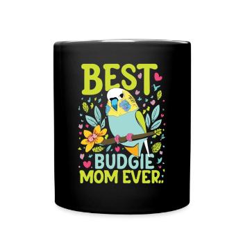 Stolze Wellensittich Mama - Tasse einfarbig - Schwarz - Vorne