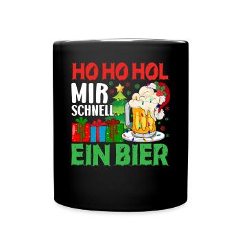 Bier Weihnachten Weihnachtsfeier Geschenke - Tasse einfarbig - Schwarz - Vorne
