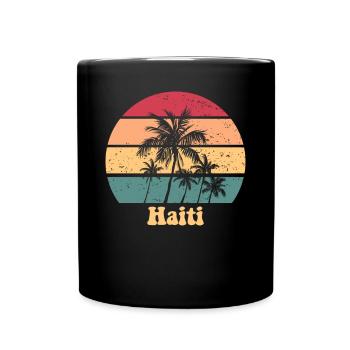 Haiti Retro Sunset Proter Haitian Haiti Urlaub - Tasse einfarbig - Schwarz - Vorne