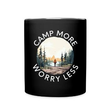 Campez plus Souciez-vous moins - Mug uni - noir - Devant