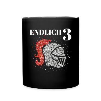 Endlich 3 Drei Ritter Ritterhelm Kostümersatz - Tasse einfarbig - Schwarz - Vorne