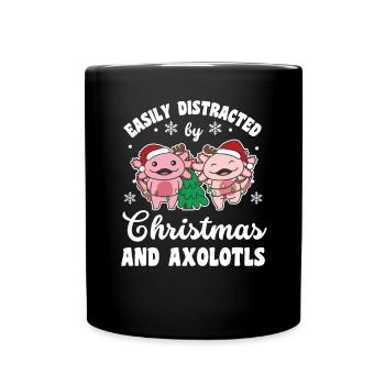 Facilement distrait par Noël et les axolotls - Mug uni - noir - Devant