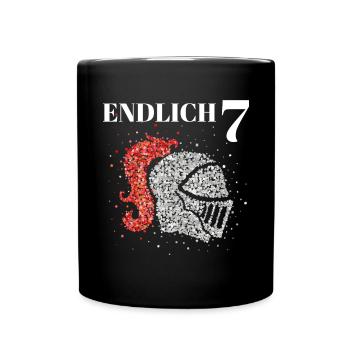 Endlich 7 sieben Ritter Ritterhelm Kostümersatz - Tasse einfarbig - Schwarz - Vorne