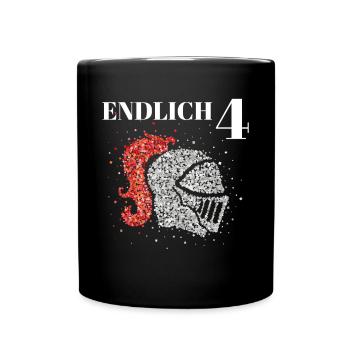 Endlich 4 Vier Ritter Ritterhelm Kostümersatz - Tasse einfarbig - Schwarz - Vorne