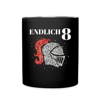 Endlich 8 acht Ritter Ritterhelm Kostümersatz - Tasse einfarbig - Schwarz - Vorne