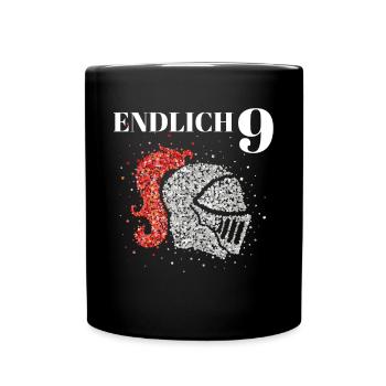 Endlich 9 neun Ritter Ritterhelm Kostümersatz - Tasse einfarbig - Schwarz - Vorne