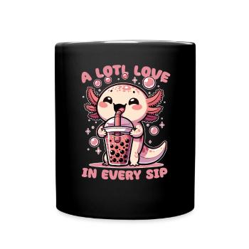 Kawaii Axolotl Bubble Tea Boba Axolotl - Tasse einfarbig - Schwarz - Vorne