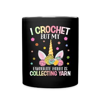Crochet Crochet Yarn Lover - Full Colour Mug - black - Front