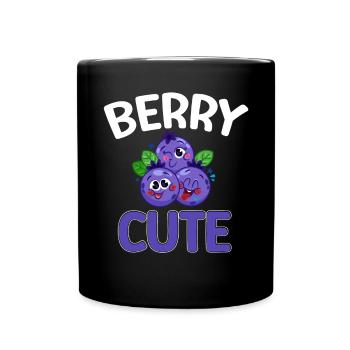 Heidelbeere Frucht Blaubeere - Tasse einfarbig - Schwarz - Vorne