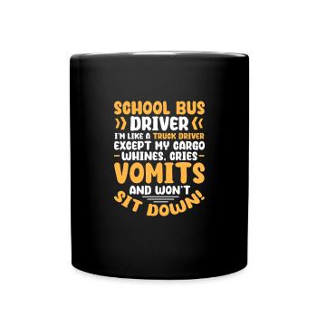 Busfahrer Busfahrerin Bus Schuhlbus Geschenk - Tasse einfarbig - Schwarz - Vorne
