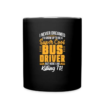 Busfahrer Busfahrerin Bus Schuhlbus Geschenk - Tasse einfarbig - Schwarz - Vorne