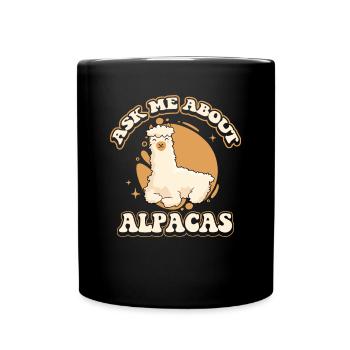 Posez-moi des questions sur Alpagas Huacaya Lama Pako - Mug uni - noir - Devant