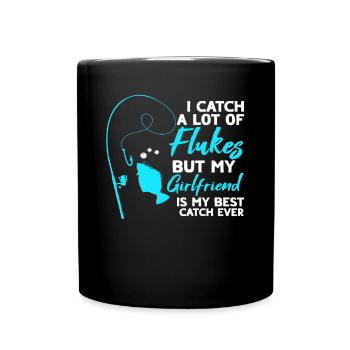 Pêcheur pêcheur, canne à pêche du pêcheur, - Mug uni - noir - Devant