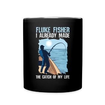 Pêcheur pêcheur, canne à pêche du pêcheur, - Mug uni - noir - Devant