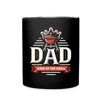 Papa König des Grills - Tasse einfarbig - Schwarz - Vorne