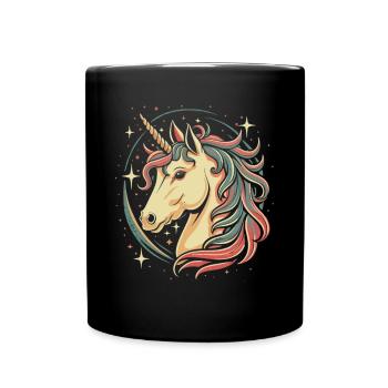 Unicorn in the starry sky: comic book design - Full Colour Mug - black - Front