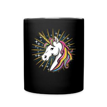 Pop Art Magic: Unicorn in the Night Sky - Full Colour Mug - black - Front