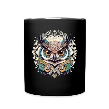 Tribal Eule: Perfektes Geschenk für Eulenfans - Tasse einfarbig - Schwarz - Vorne