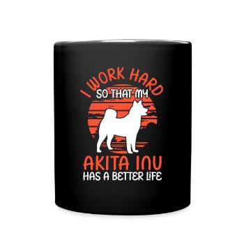 Travailler pour Akita Inu Shiba Inu - Mug uni - noir - Devant
