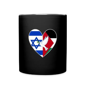 Israël Palestine Drapeau Coeur Colombe de la Paix - Mug uni - noir - Devant