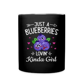 Heidelbeere Frucht Blaubeere - Tasse einfarbig - Schwarz - Vorne
