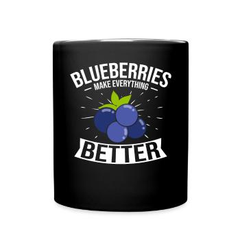 Heidelbeere Frucht Blaubeere - Tasse einfarbig - Schwarz - Vorne
