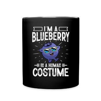 Heidelbeere Frucht Blaubeere - Tasse einfarbig - Schwarz - Vorne