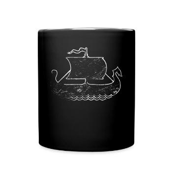 Wikinger Mittelaltermarkt Boot Langboot Ruderer - Tasse einfarbig - Schwarz - Vorne