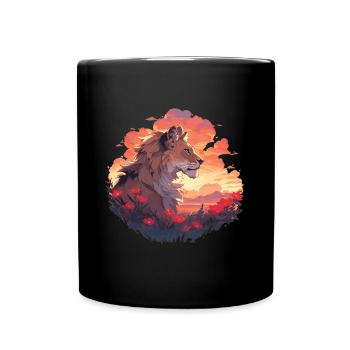 Lion, Chat Sauvage, Tête De Lion, Lion, Bébé, Gros Chat - Mug uni - noir - Devant