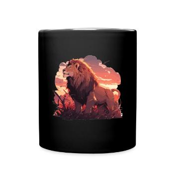 Lion, Chat Sauvage, Tête De Lion, Lion, Bébé, Gros Chat - Mug uni - noir - Devant