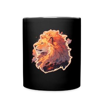 Lion, Chat Sauvage, Tête De Lion, Lion, Bébé, Gros Chat - Mug uni - noir - Devant