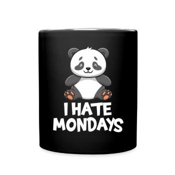 Entzückender "I Hate Mondays" Panda - Tasse einfarbig - Schwarz - Vorne