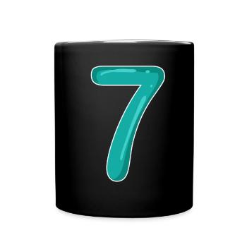7 - Sieben - Tasse einfarbig - Schwarz - Vorne