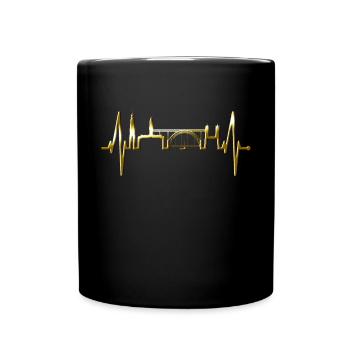 Porto Skyline Heartbeat Portugal Heart Love Porto - Full Colour Mug - black - Front