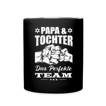 Papa und Tochter das perfekte Team Spruch - Tasse einfarbig - Schwarz - Vorne