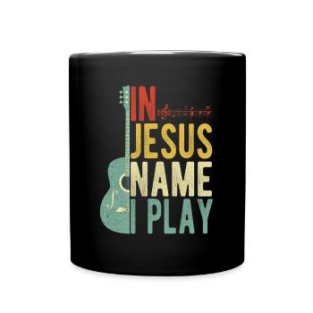 Au nom de Jésus, je joue de la guitare - Mug uni - noir - Devant