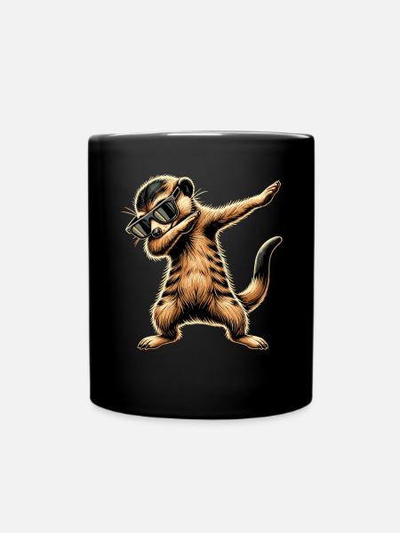 Tamponner le suricate avec des lunettes de soleil Cool Meerkat - Mug uni - noir