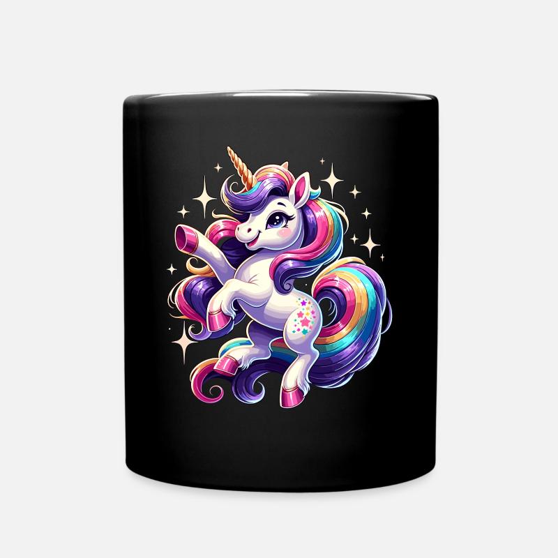 Regenbogen Einhorn Fantasie Schönes Einhorn - Tasse einfarbig - Schwarz