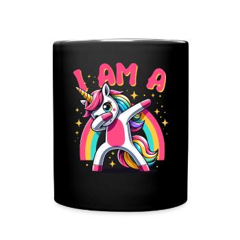 Einhorn Dabbing Niedlicher Regenbogen Ich bin ein Einhorn - Tasse einfarbig - Schwarz - Vorne