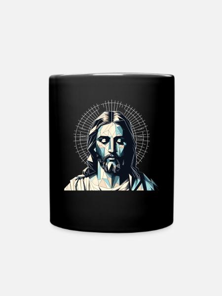 Jesus Vektor Polygon Christus Kopf Religion - Tasse einfarbig - Schwarz