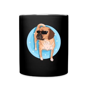 Puggle Hunde Hundebesitzer Hundehalter Geschenk - Tasse einfarbig - Schwarz - Vorne