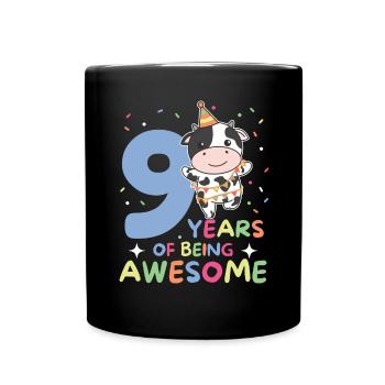 Vache pour les enfants de 9 ans de neuf ans - Mug uni - noir - Devant